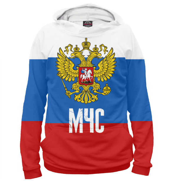 Женское худи с изображением МЧС России цвета Белый