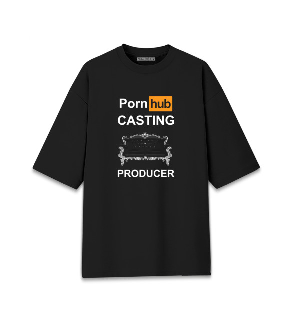 Женская футболка оверсайз с изображением Кастинг продюсер Pornhub цвета Черный