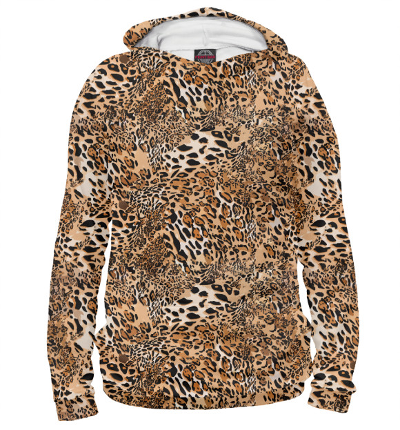 Мужское худи с изображением Леопард цвета Белый