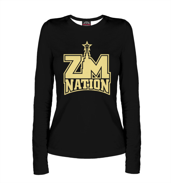 Женский лонгслив с изображением ZM Nation цвета Белый