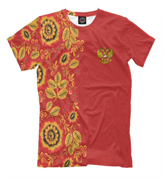 Мужская футболка с изображением Россия роспись хохлома цвета Светло-коричневый