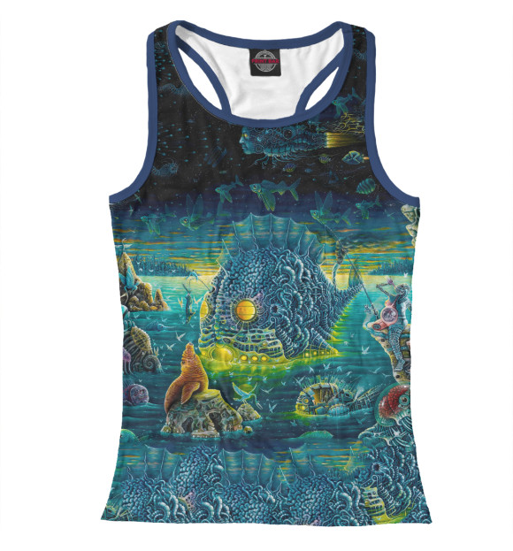 Женская майка-борцовка с изображением Подводный трип цвета Белый