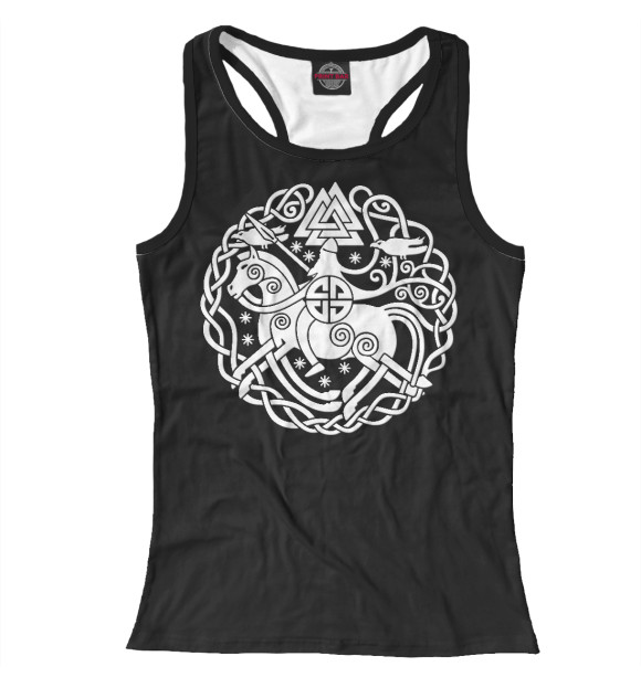 Женская майка-борцовка с притом Скандинавский орнамент цвета Белый Женская майка-борцовка с изображением Скандинавский орнамент цвета Белый