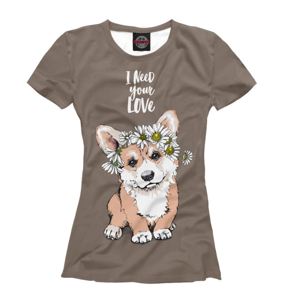 Футболка для девочек с изображением I need your love цвета Белый
