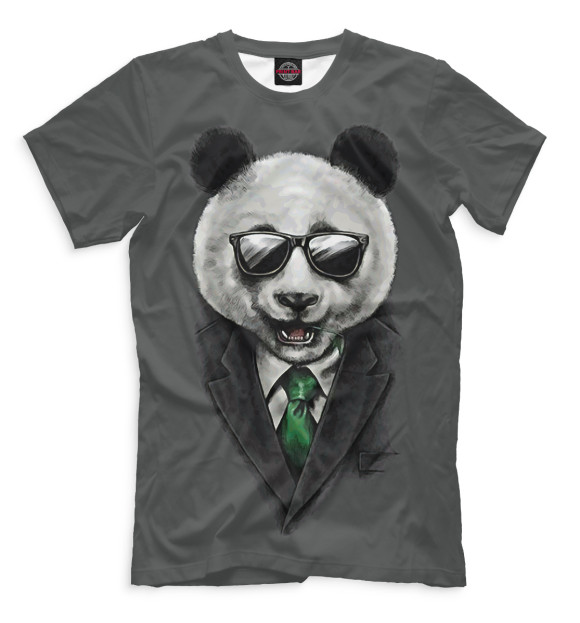 Мужская футболка с изображением Панда цвета Серый
