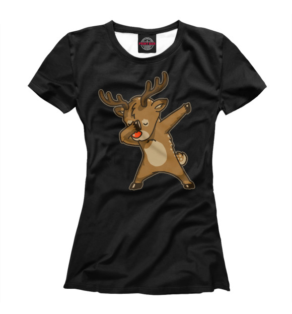 Женская футболка с изображением Deer Dab цвета Белый