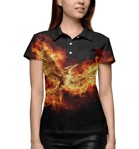 Женское поло с изображением Сойка пересмешница цвета Белый