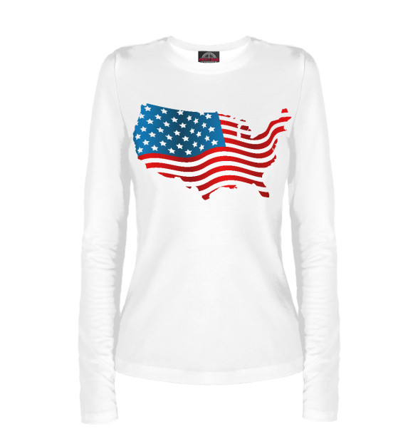 Женский лонгслив с изображением Флаг США цвета Белый