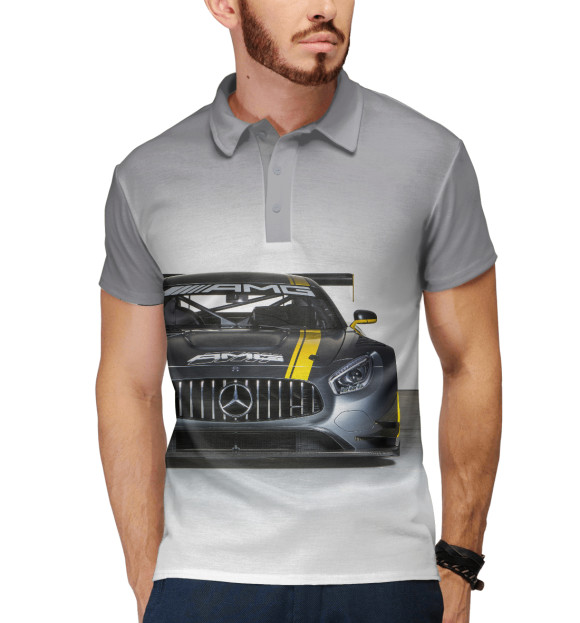 Мужское поло с изображением AMG Motorsport цвета Белый