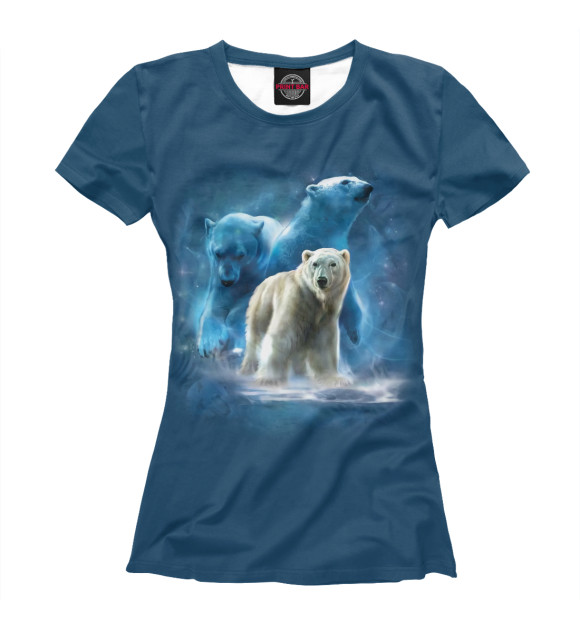 Женская футболка с изображением Белые медведи цвета Белый