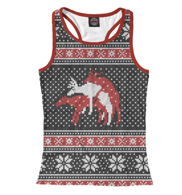 Женская майка-борцовка с изображением Олени втроём цвета Белый