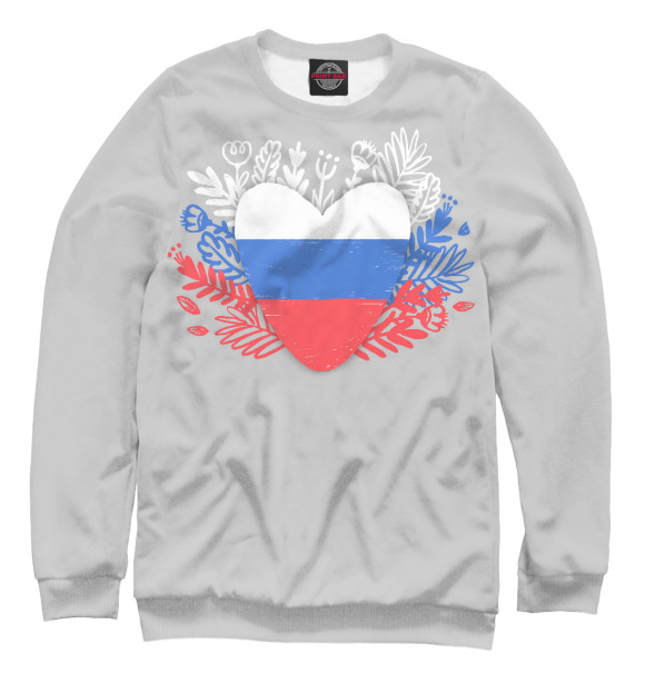 Женский свитшот с изображением Сердце России цвета Белый