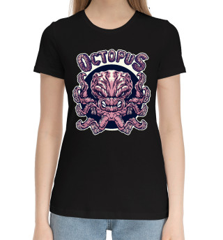 Хлопковая футболка для девочек Octopus - злобный осьминог