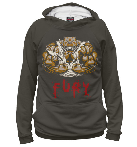 Женское худи с изображением POWERLIFTING FURY цвета Белый