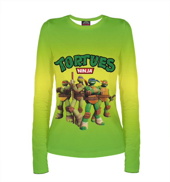 Женский лонгслив с изображением Черепашки-ниндзя цвета Белый