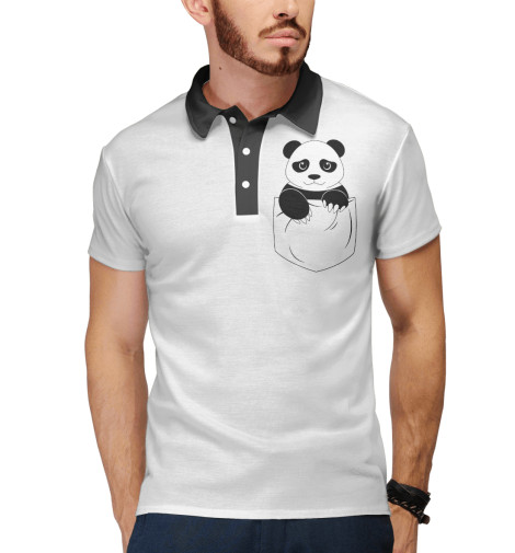 

Поло Print Bar, Белый, Панда в кармане