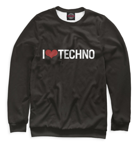 Свитшот для мальчиков с изображением I Love Techno цвета Белый