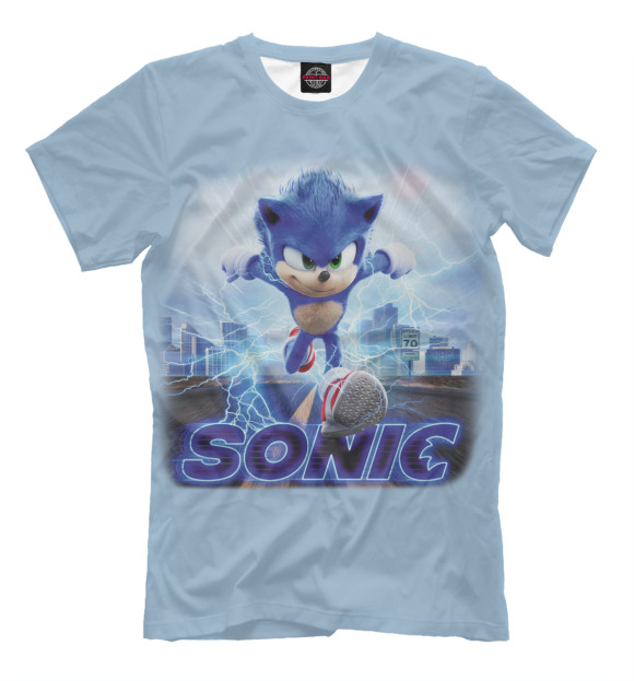 Мужская футболка с изображением Sonic цвета Белый