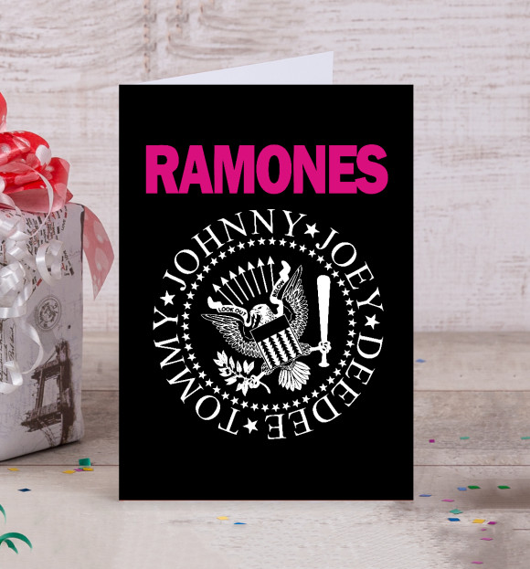 Открытка с изображением Ramones pink цвета Белый