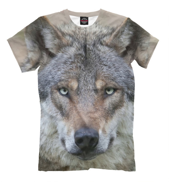 Мужская футболка с изображением Wolf цвета Серый