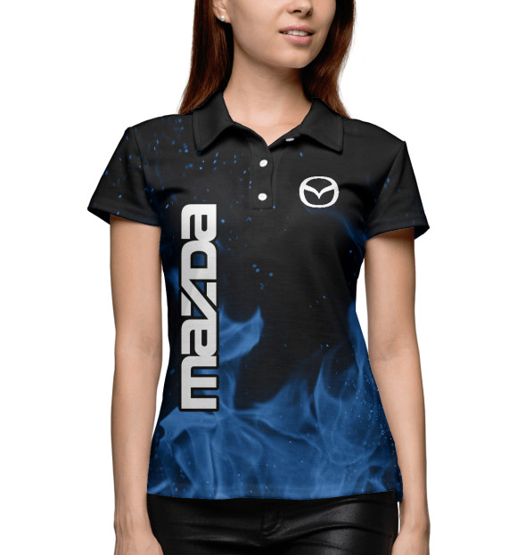Женское поло с изображением Mazda blue fire цвета Белый