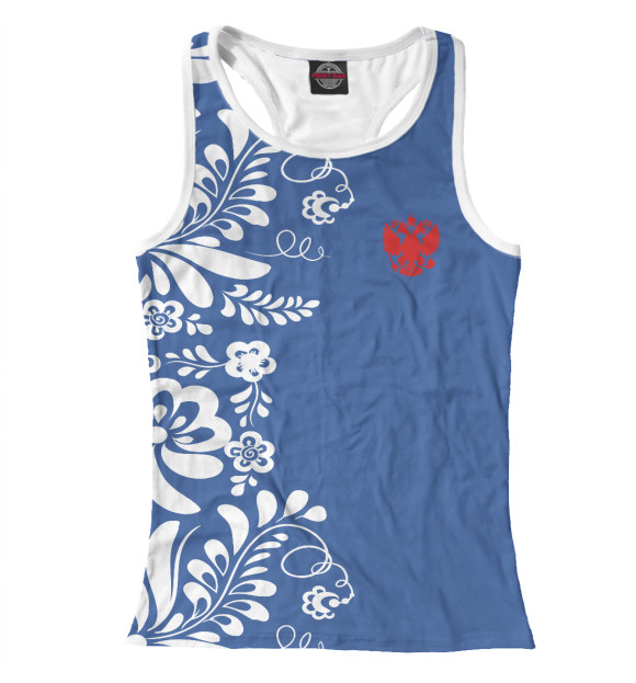 Женская майка-борцовка с изображением Россия цвета Белый