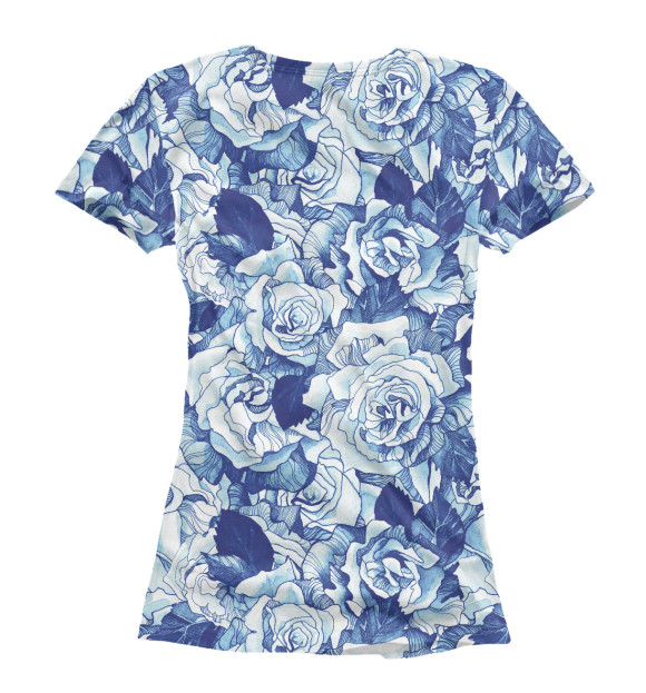 Женская футболка с изображением Голубые розы цвета Белый