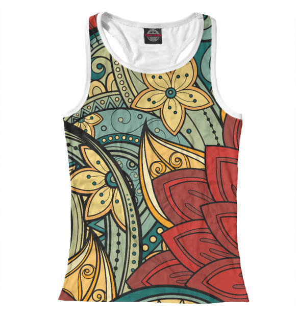 Женская майка-борцовка с изображением Живописные цветы цвета Белый