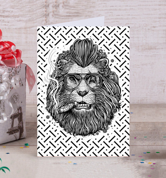 Открытка с изображением Lion King цвета Белый