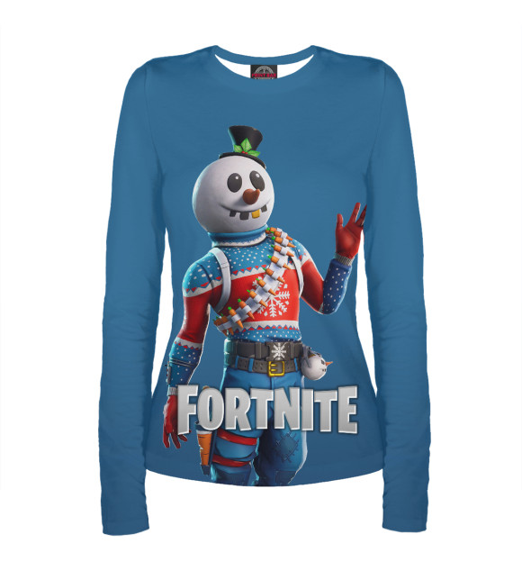 Женский лонгслив с притом FORTNITE цвета Белый Женский лонгслив с изображением FORTNITE цвета Белый