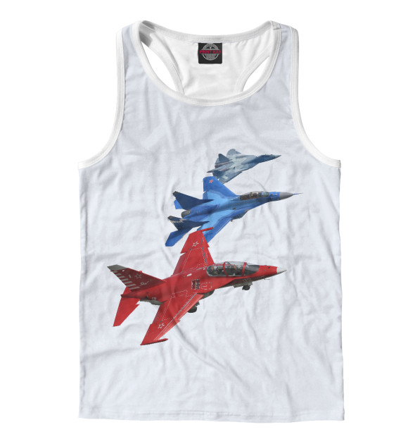 Мужская майка-борцовка с изображением Авиатриколор цвета Белый