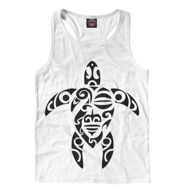 Мужская майка-борцовка с изображением Черепаха цвета Белый