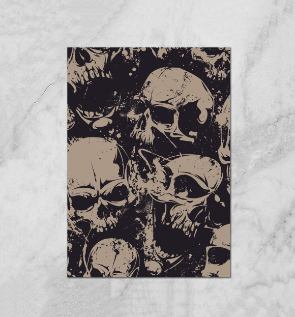 Плакат с изображением Grey Skulls цвета Белый
