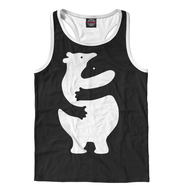 Мужская майка-борцовка с изображением Обнимающиеся медведи цвета Белый