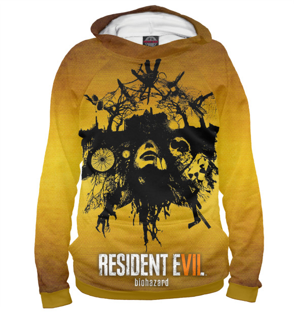 Мужское худи с изображением Resident Evil 7: Biohazard цвета Белый