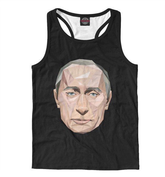 Мужская майка-борцовка с изображением Путин Мозаика цвета Белый