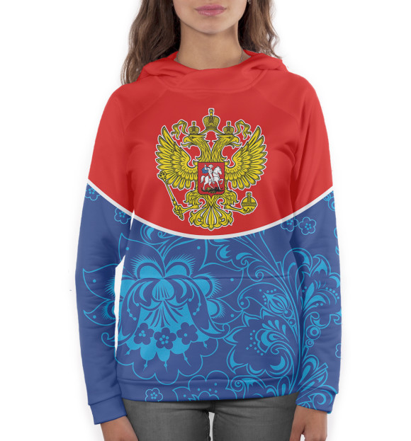 Женское худи с изображением Сборная России цвета Белый