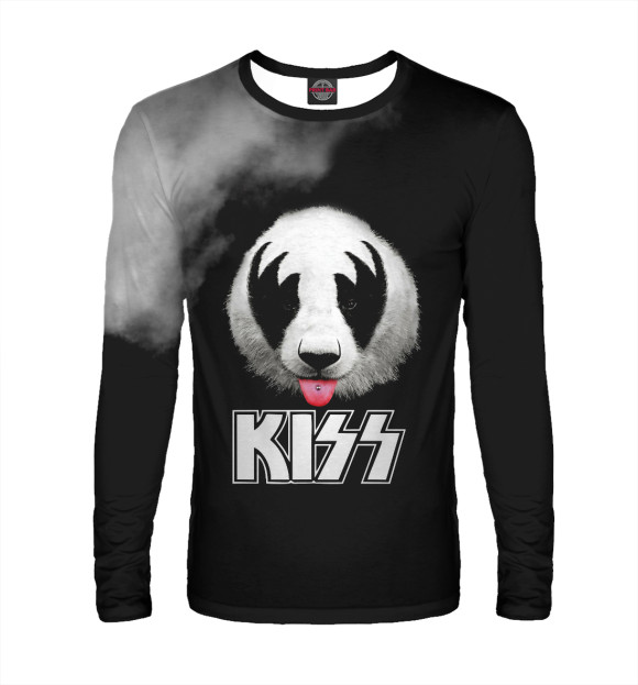 Мужской лонгслив с изображением Kiss цвета Белый