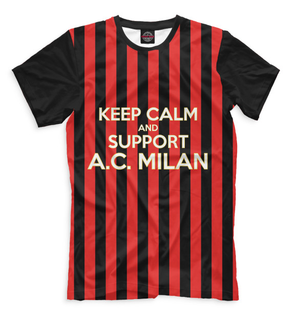 Мужская футболка с изображением AC Milan цвета Черный