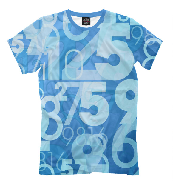 Мужская футболка с изображением Коллаж, цифры цвета Грязно-голубой
