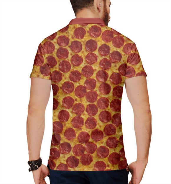Мужское поло с изображением Пицца пепперони цвета Белый