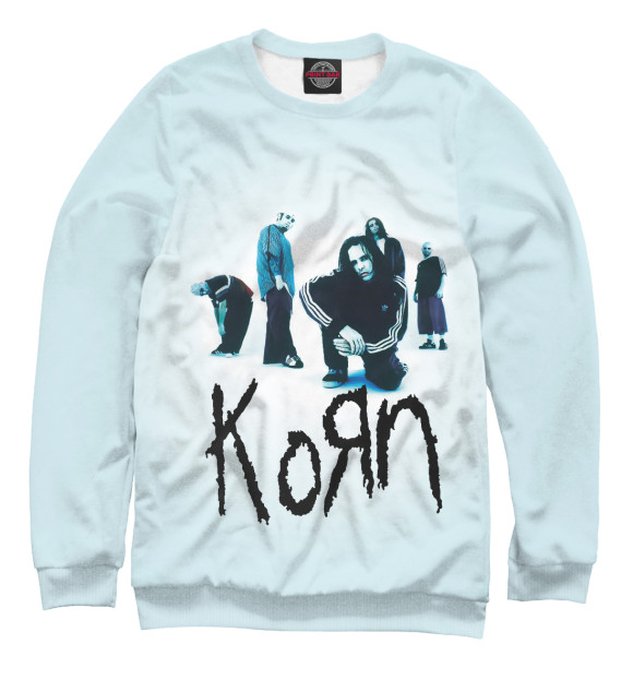 Мужской свитшот с изображением Группа Korn цвета Белый