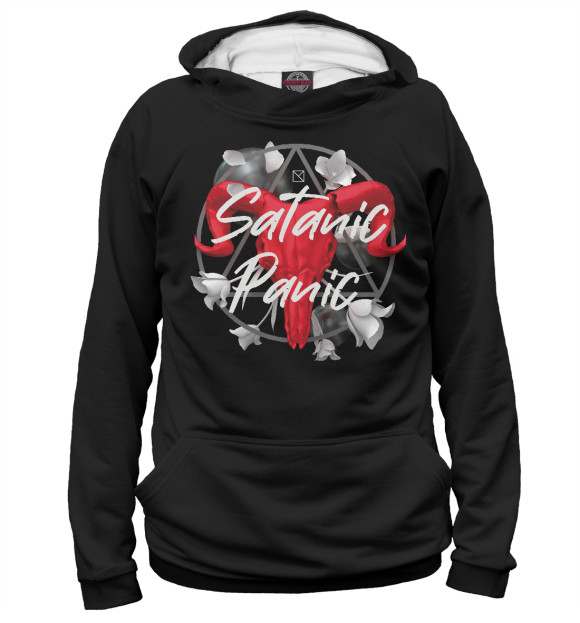 Мужское худи с изображением Satanic Panic цвета Белый