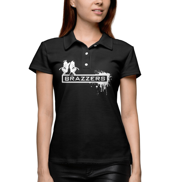 Женское поло с изображением Brazzers цвета Белый