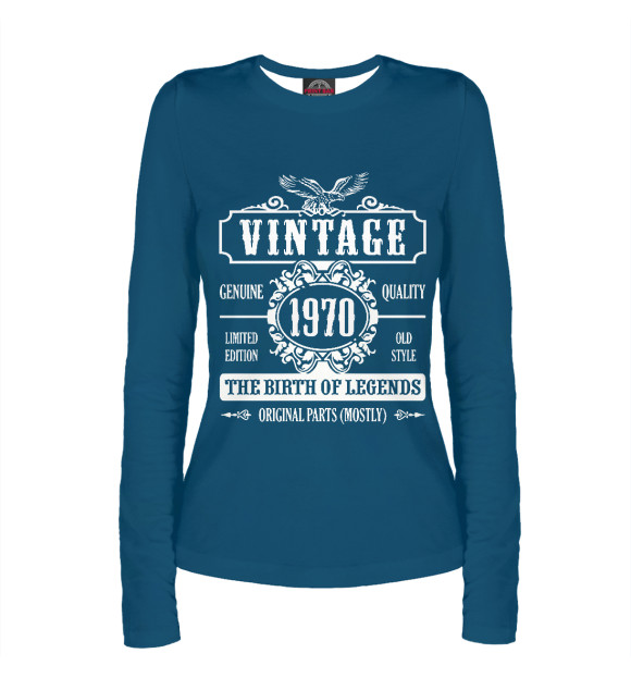Женский лонгслив с изображением Vintage 1970 цвета Белый