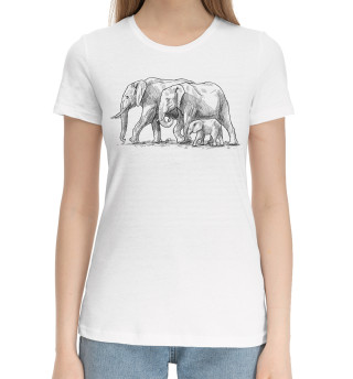 Хлопковая футболка для девочек Слоны