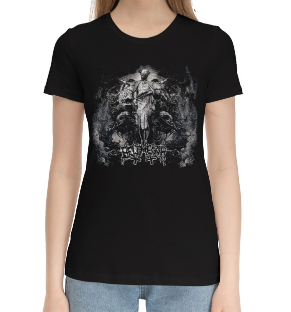 Женская хлопковая футболка с изображением Belphegor цвета Черный