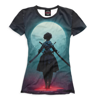 Женская футболка Девушка с мечами