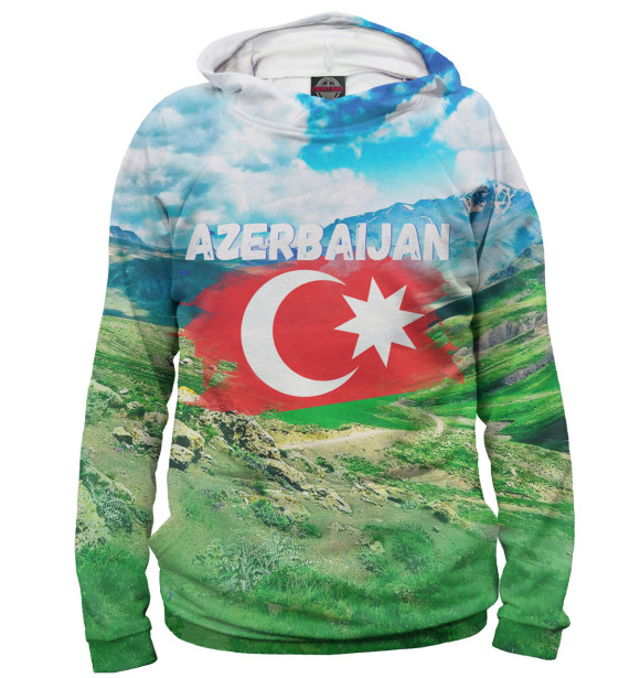 Худи для девочки с изображением Азербайджан цвета Белый