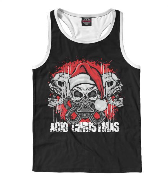 Мужская майка-борцовка с изображением Кислотное Рождество цвета Белый